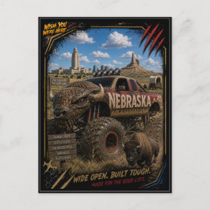 Nebraska Monster Truck Gelände Kunst Postkarte