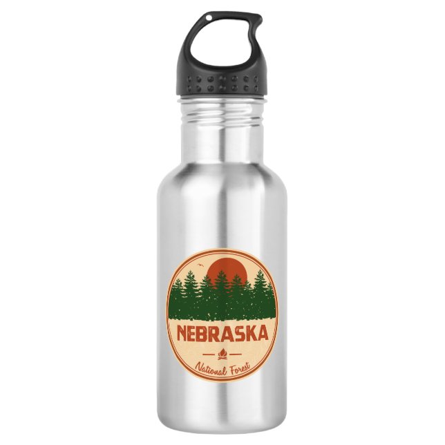 Nebraska-Nationalwald Edelstahlflasche (Vorderseite)