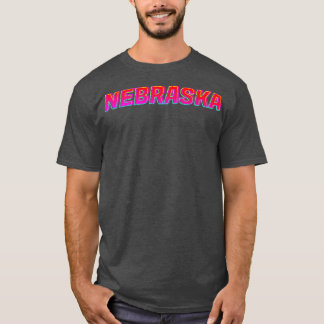 Nebraska Neon Text Signature Typografie Kontur1 T-Shirt