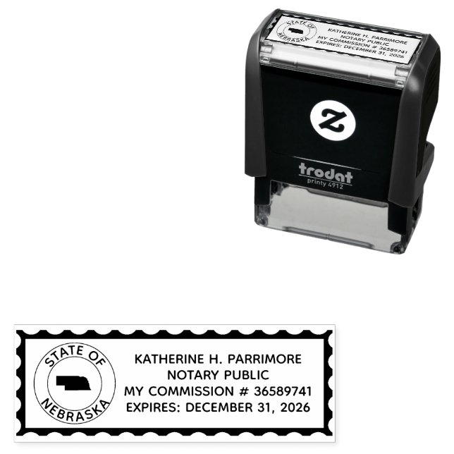 Nebraska Notary Public Self Inking Kautschuk Brief Permastempel (Beispiel)