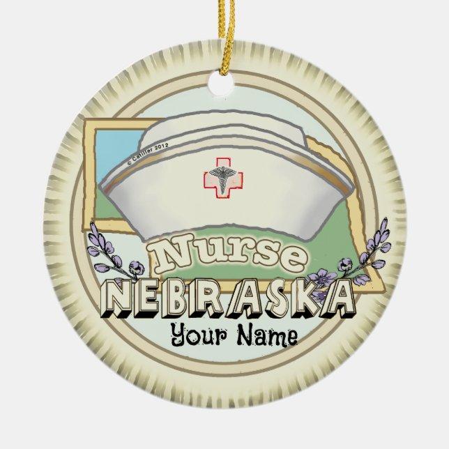 Nebraska Nurse Keramik Ornament (Vorne)