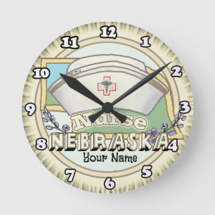 Nebraska Nurse Runde Wanduhr