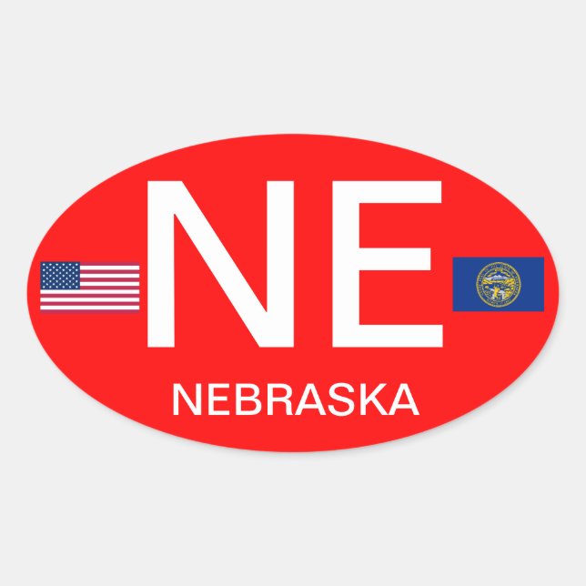 Nebraska* Oval Sticker im Euro-Stil (Vorderseite)