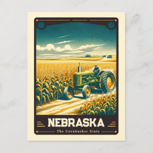 Nebraska   Patriotischer Geist Vintag Postkarte