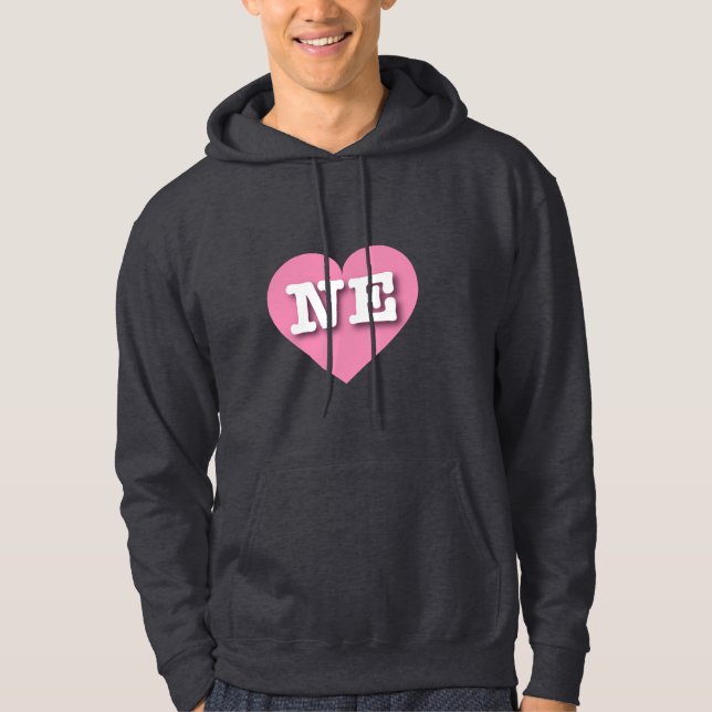 Nebraska Pink Heart - I Liebe NE Hoodie (Vorderseite)