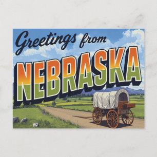 Nebraska Planwagenfeld Postkarte