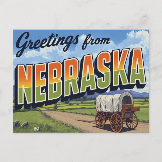 Nebraska Planwagenfeld Postkarte (Vorderseite)