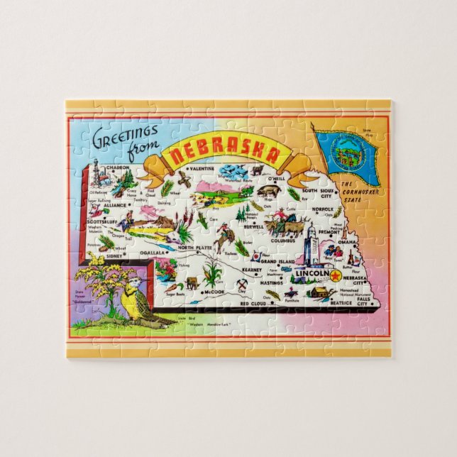 Nebraska Postcard Karte Jigsaw Puzzle (Horizontal)