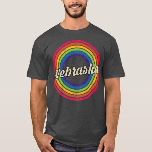 Nebraska Retro-Regenbogen verblasster Stil T-Shirt