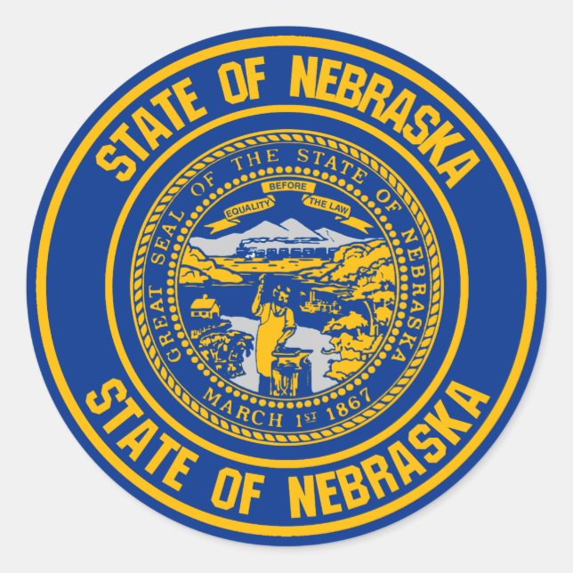 Nebraska Round Emblem Runder Aufkleber (Vorderseite)