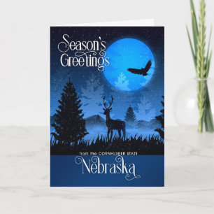 Nebraska Saison's Grüße Woodland Elche Feiertagskarte