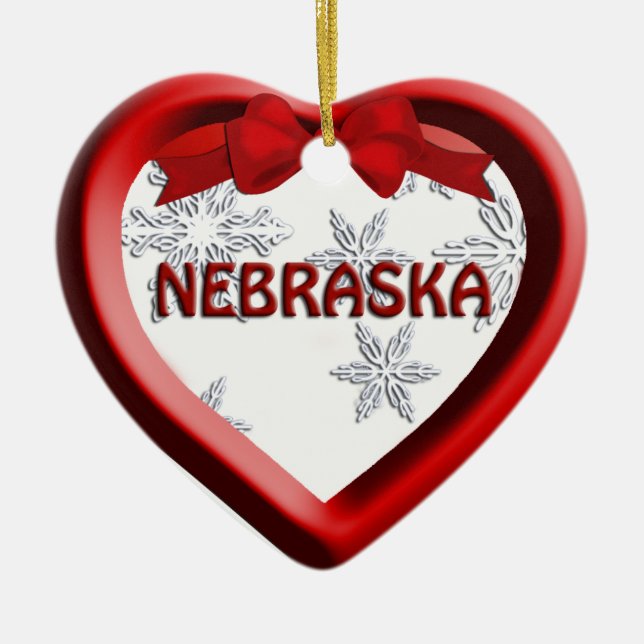 Nebraska Schneeflocken Herzlich Willkommen bei der Keramik Ornament (Vorne)