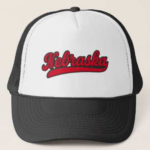 Nebraska-Script-Logo Retro Red Staatsstolz Truckerkappe