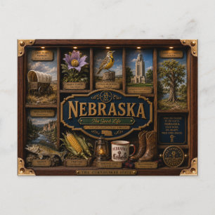Nebraska Shadow Box 3D Figurine Staat Postkarte