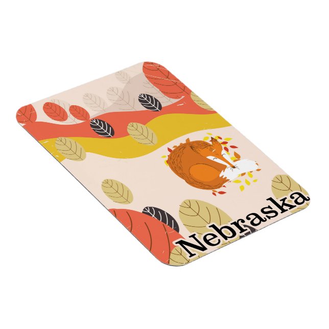 Nebraska Sleeping Fox Vintage Reiseplakat Magnet (Rechte Seite)