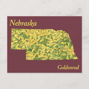 Nebraska Staat Blume Collage Map Postkarte