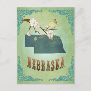 Nebraska Staat Map - Green Postkarte