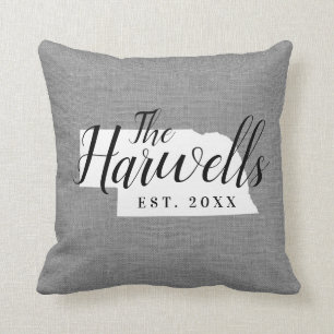 Nebraska Staat Monogram Kissen