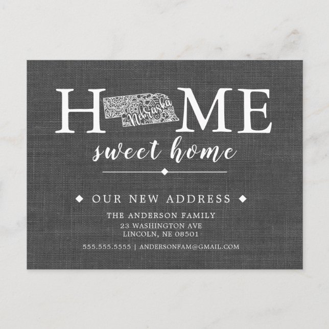 NEBRASKA Staat Moving Announcement Post Card Ankündigungspostkarte (Vorderseite)