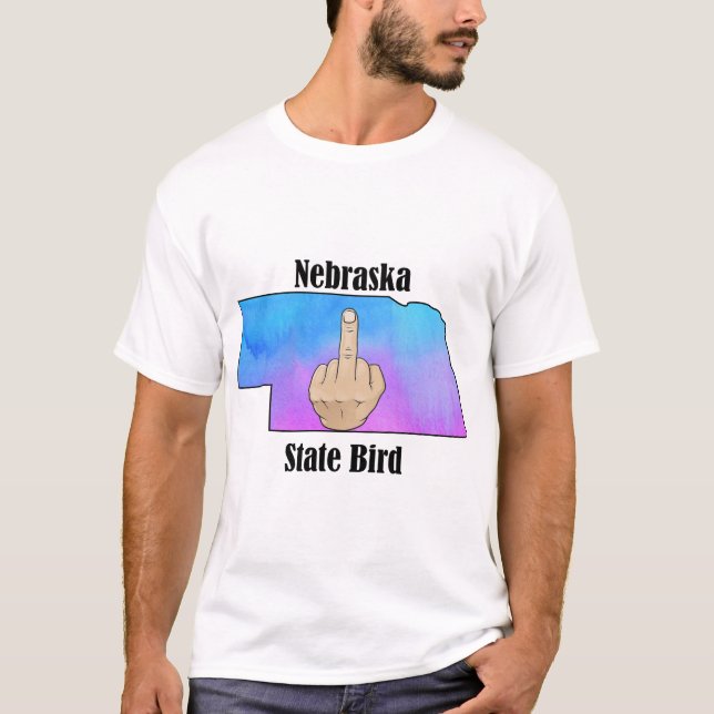 Nebraska Staat Vogel T - Shirt Mittelfinger (Vorderseite)