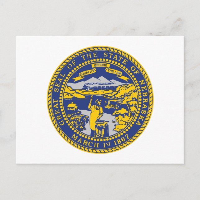 Nebraska Staatsflagge Cornhusker Staatssiegel Postkarte (Vorderseite)