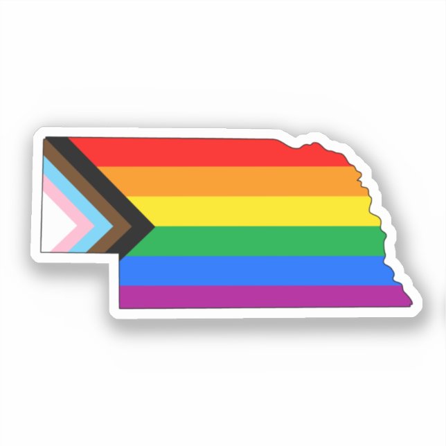 Nebraska Staatsstolz LGBTQ-Fortschrittsstolz Aufkleber (Vorderseite)