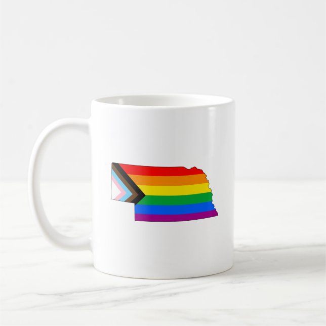 Nebraska Staatsstolz LGBTQ-Fortschrittsstolz Kaffeetasse (Links)