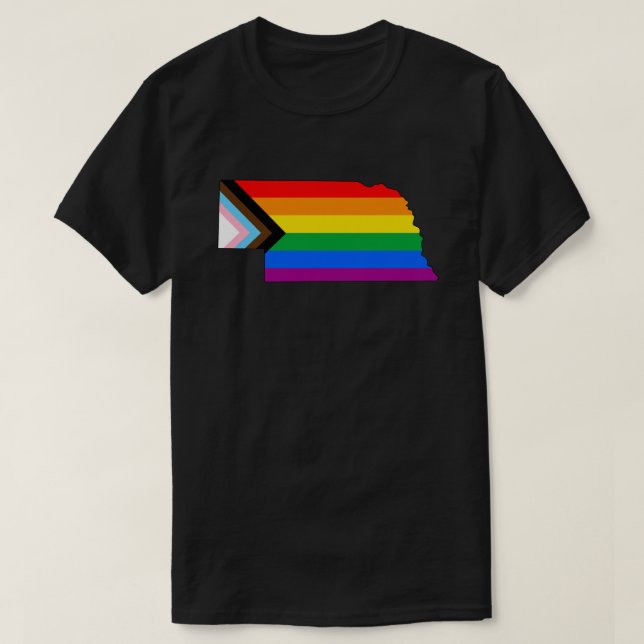 Nebraska Staatsstolz LGBTQ-Fortschrittsstolz T-Shirt (Design vorne)