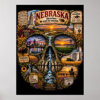 Nebraska-Totenkopf-Kunstposter | State of Mind Poster
