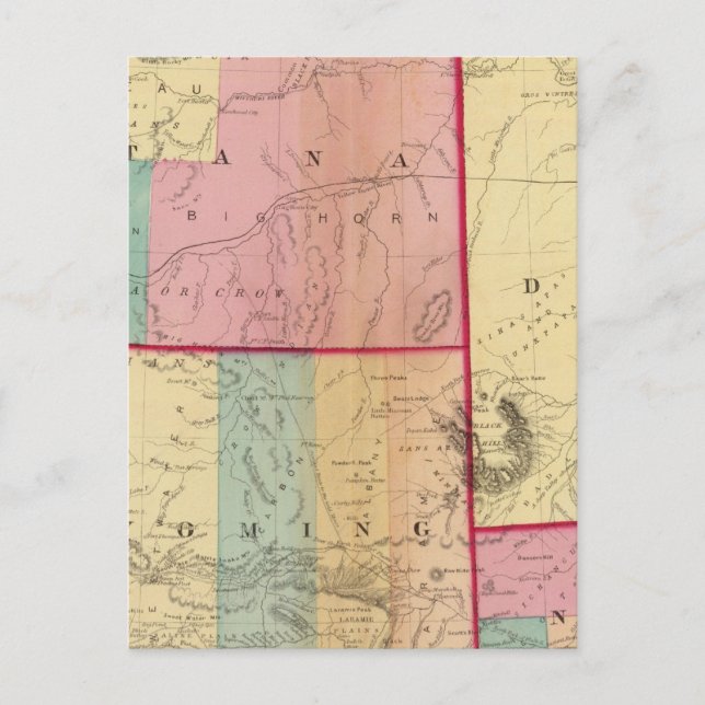 Nebraska und die Dakotas Postkarte (Vorderseite)