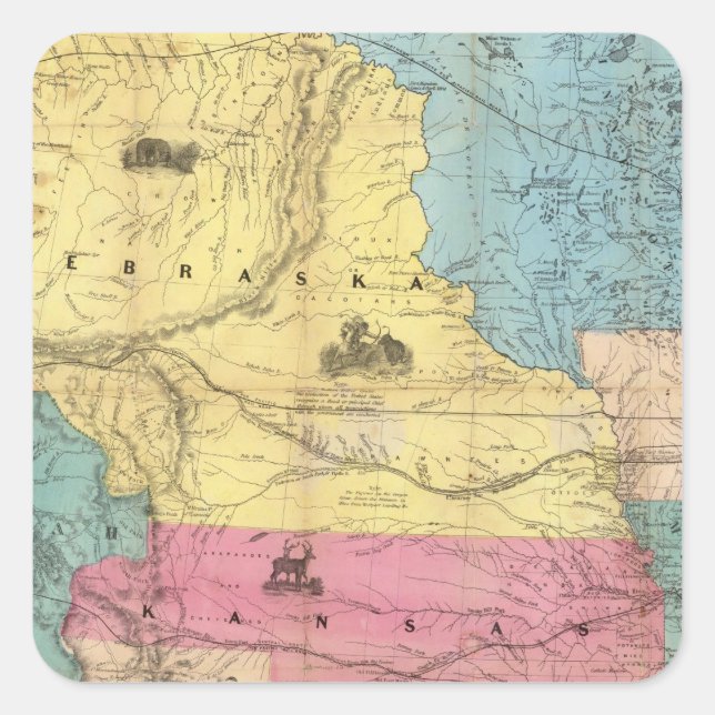 Nebraska und Kansas 3 Quadratischer Aufkleber (Vorderseite)