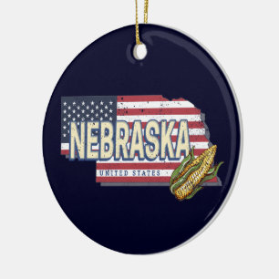 Nebraska United Staaten Retro Staat Map Vintag USA Keramik Ornament