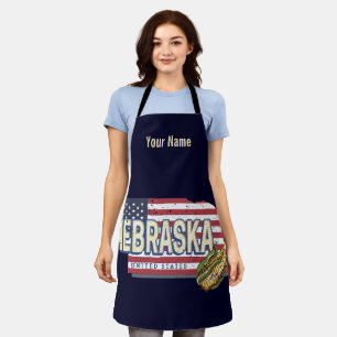 Nebraska United Staaten Retro Staat Map Vintag USA Schürze