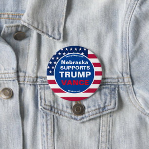 Nebraska UNTERSTÜTZT TRUMP VANCE Button