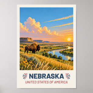 Nebraska USA – Vintage Reiseplakat Poster