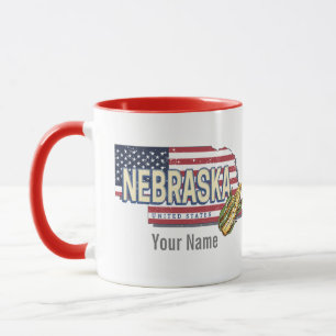 Nebraska Vereinigte Staaten Retro-Staatskarte Vint Tasse
