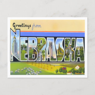Nebraska Vintag Big Letters Postcard Postkarte
