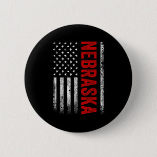 Nebraska Vintag US American Flag Retro for Men Wo Button
