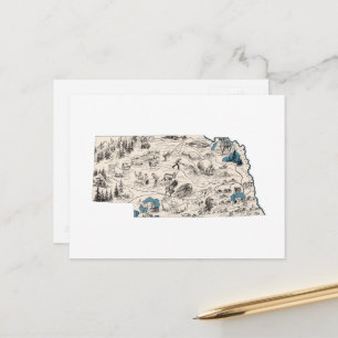 Nebraska Vintage Bilderkarte Nebraskan Staat Chart Postkarte