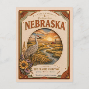 Nebraska Vintage Paper Cut American Arcana Postkarte
