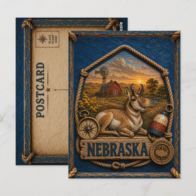Nebraska Vintage Reise Postkarte (Vorne/Hinten)