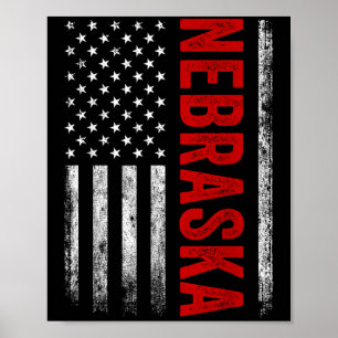 Nebraska Vintage US-amerikanische Flagge Retro für Poster