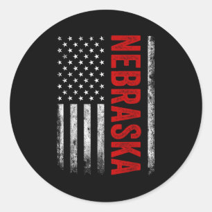 Nebraska Vintage US-amerikanische Flagge Retro für Runder Aufkleber