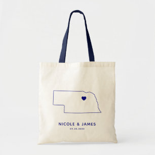 Nebraska Wedding Welcome Bag Map Taschen, Navy Blu Tragetasche