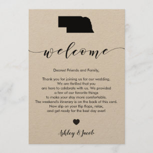 Nebraska Wedding Welcome Letter & Itinerary Card Programm
