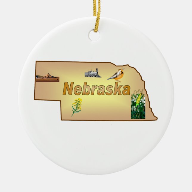 Nebraska-Weihnachtsbaum-Verzierung Keramik Ornament (Vorne)