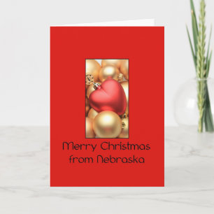 Nebraska Weihnachtskarte mit Ornamenten Feiertagskarte