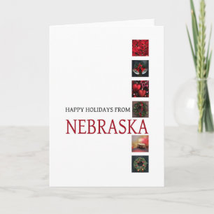 Nebraska Weihnachtskarte mit Ornamenten Feiertagskarte