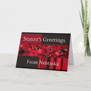 Nebraska Weihnachtskarte mit Rose Feiertagskarte