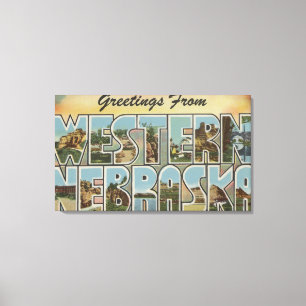 Nebraska (Western) - große Buchstabe-Szenen Leinwanddruck